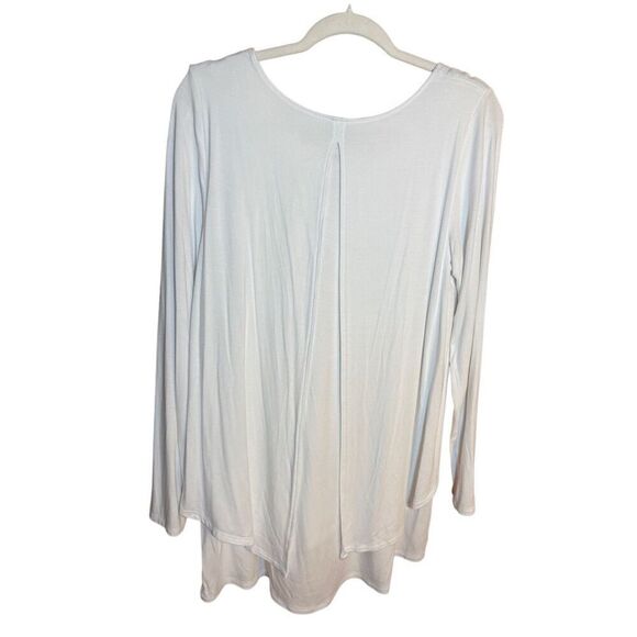 Soft Surroundings Perfect Layers Tiered White Top Long Sleeve Split Back Sz M - Picture 2 of 10